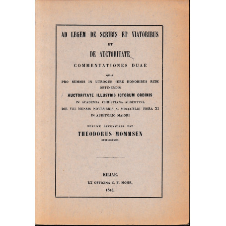 Ad legem de scribis et viatoribus et de autorictate. Ristampa anastatica.
