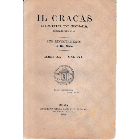 Il Cracas. Diario di Roma. Vol. 3. III serie  8 Luglio 1894  anno II  n. 24