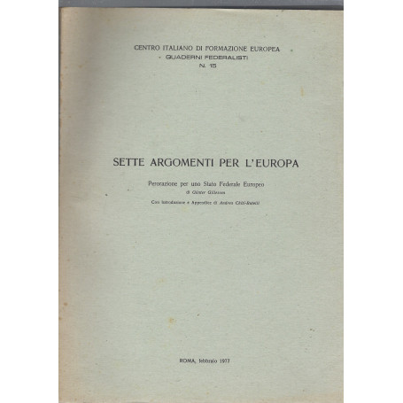 SETTE ARGOMENTI PER L'EUROPA