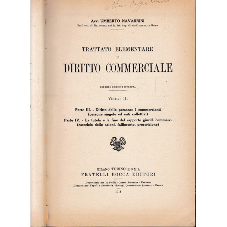 Trattato elementare di Diritto Commerciale  vol. 2°