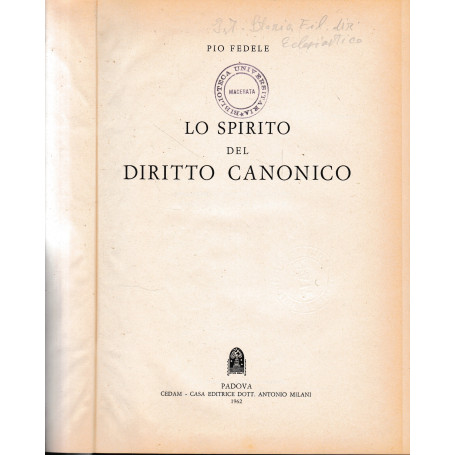 Lo spirito del Diritto Canonico