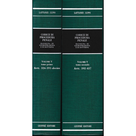 Codice Di Procedura Penale Rassegna - Vol. 5  libro 5  artt  326-391-decies / 392-437 . Due volumi