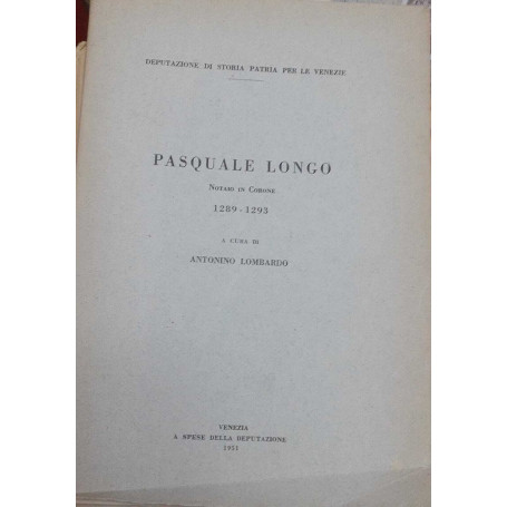 Pasquale Longo. Notaio in Corone 1289-1293