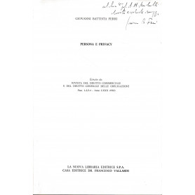 Persona e Privacy. Estratto da: Rivista del Diritto Commerciale e del Diritto generale delle Obbligazioni  fasc. 1-2/3-4 - anno