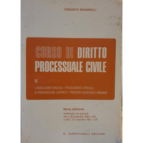 Corso di diritto processuale civile. Vol. 3: L'Esecuzione forzata  i procedimenti speciali  il processo del lavoro e i processi