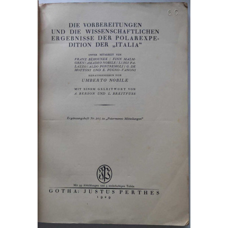 Die Vorbereitungen und die wissenschaftlichen ergebnisse polarexpe-dition italia
