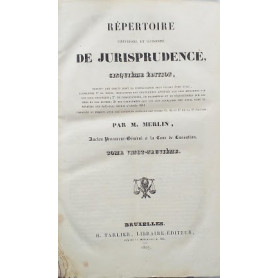 R�pertoire universel et raisonn� de Jurisprudence. Tome XXIXLibrisaggi