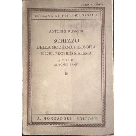 Schizzo della moderna filosofia e del proprio sistema.