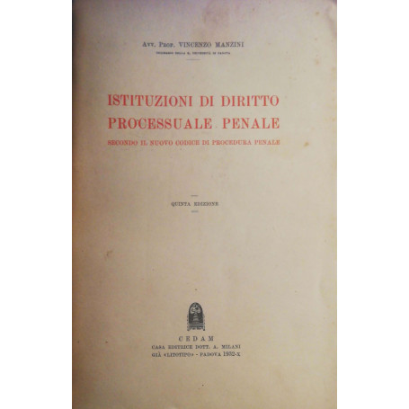 Istituzioni di diritto processuale penale