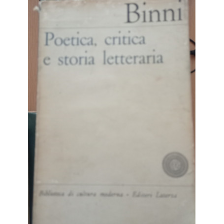 Poetica critica e storia letteraria