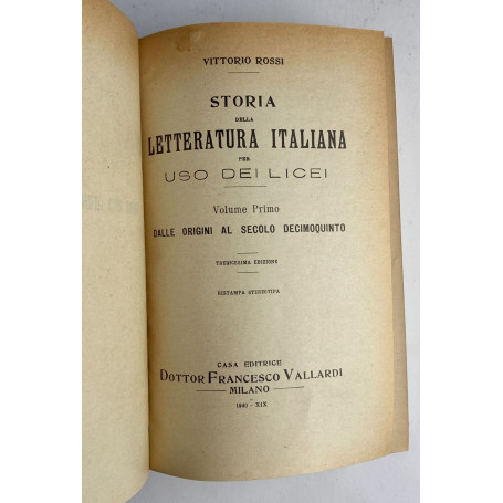 Storia della letteratura italiana. Vol. 1