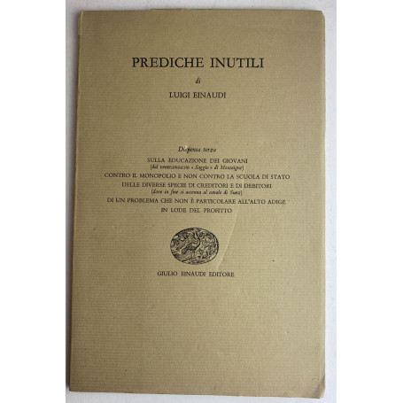 Prediche inutili di Luigi Einaudi. Dispensa terza