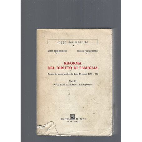 RIFORMA DEL DIRITTO DI FAMIGLIA VOLUME III