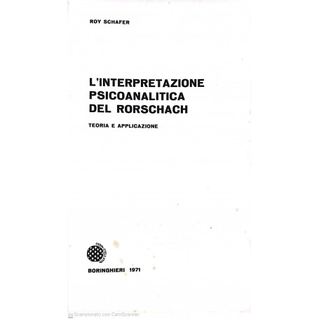 L 'interpretazione psicoanalitica del rorschach