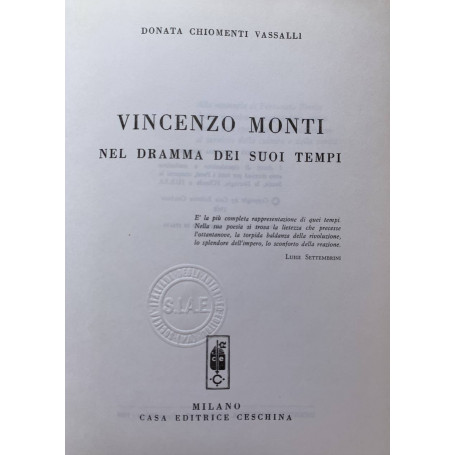 Vincenzo Monti nel dramma dei suoi tempi