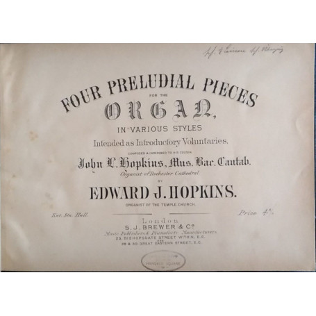 Four preludial pieces for the organ