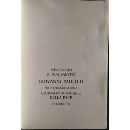 Messaggio di sua santità per la celebrazione della giornata mondiale della pace