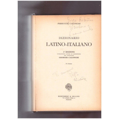 Dizionario della Lingua Latina Vol. I Latino-Italiano