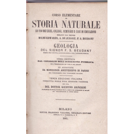 Corso elemenare di storia naturale. Geologia.