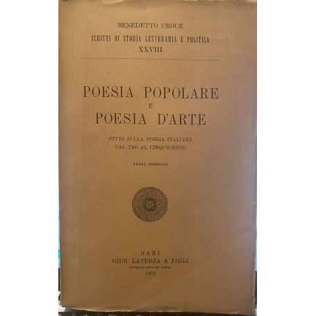 Poesia popolare e poesia d'arte. Studi sulla poesia italiana dal tre al cinquecento