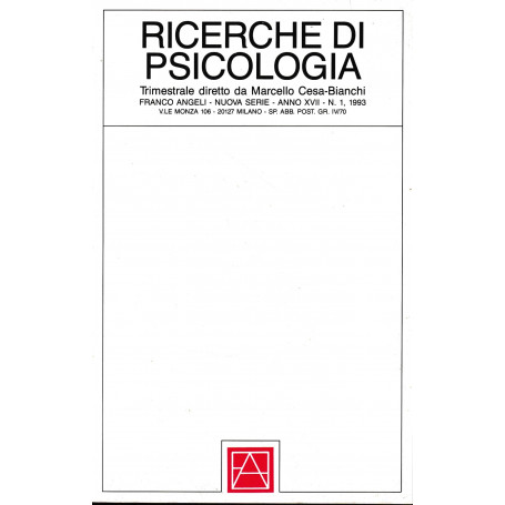 Ricerche di psicologia. Trimestrale nuova serie anno XVII n.1 1993