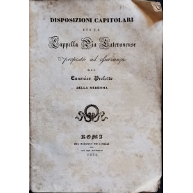 Disposizioni capitolari per la cappella Pia Lateranense