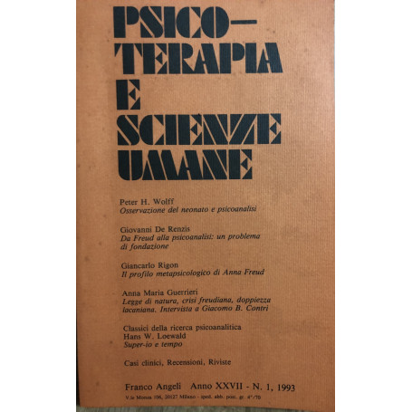 Psicoterapia e Scienze Umane. Anno XXVII - N1 1993