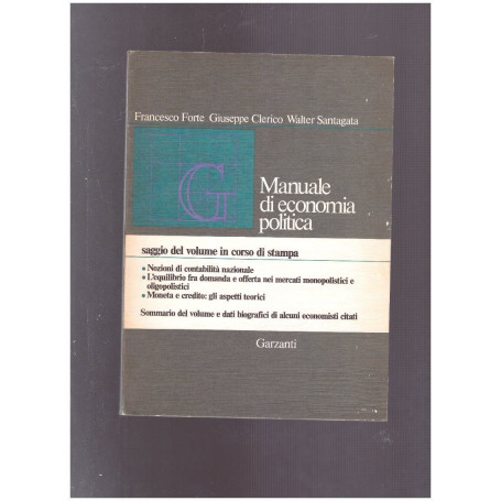 Manuale di Economia Politica Teoria Istituzioni Aspetti quantitativi