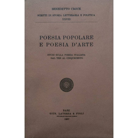 Poesia popolare e poesia d'arte. Studi sulla poesia italiana dal Tre al Cinquecento