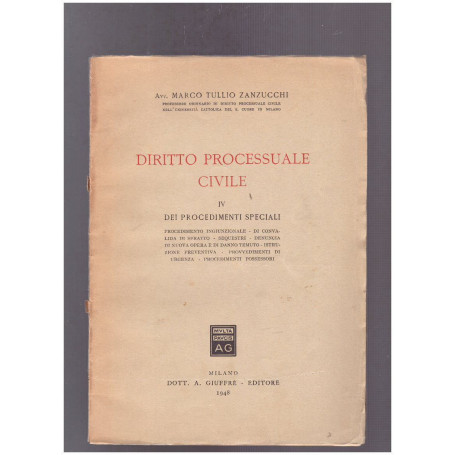 Diritto processuale civile IV Dei Procedimenti Speciali