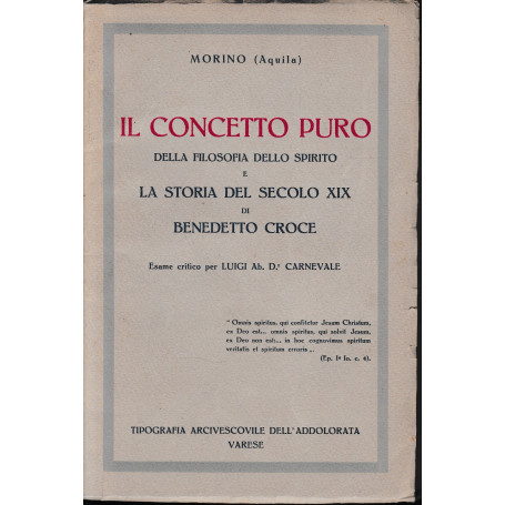 Il concetto puro della filosofia dello spirito e la storia del secolo XIX di Benedetto Croce.