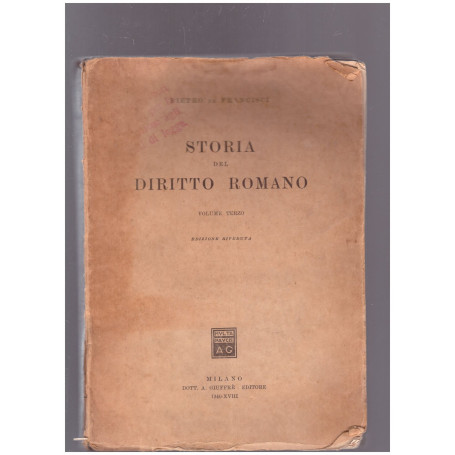 Storia del Diritto Romano Volume Terzo