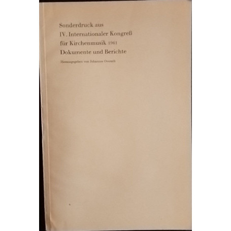 Sonderdruck aus IV. Internationaler Kongress fur Kirchenmusik
