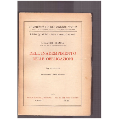 Dell'inadempimento. delle obbligazioni. Libro Quarto. Art.1218-1229