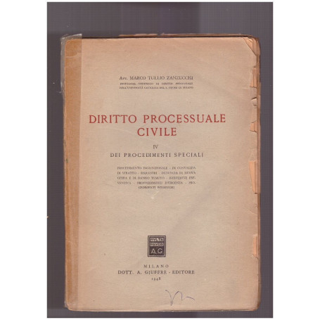 Diritto processuale civile IV Dei Procedimenti Speciali