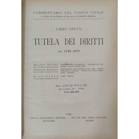 Tutela dei diritti Art. 2740-2899