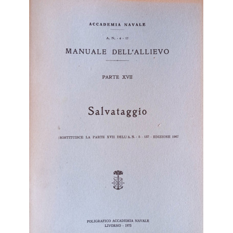 Manuale dell'allievo PARTE XVII Salvataggio