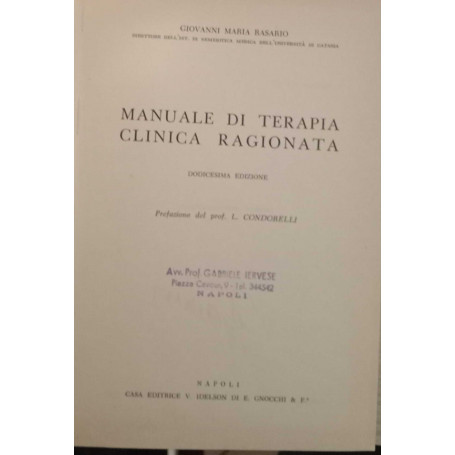 Manuale di terapia clinica ragionata.