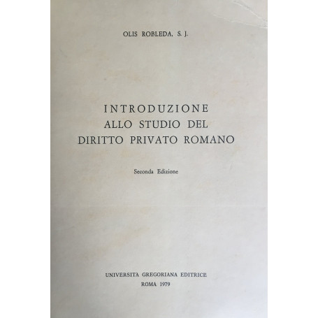 Introduzione allo studio del diritto privato romano