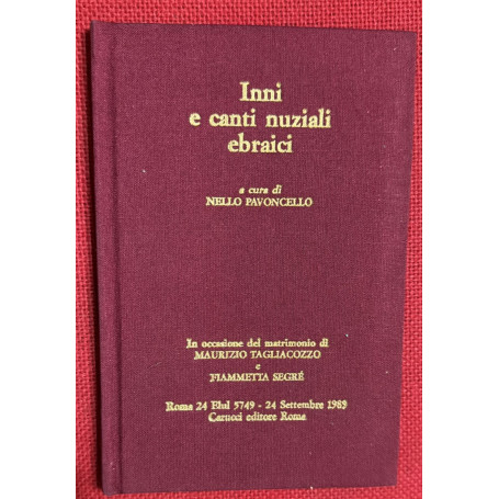 inni e canti nuziali ebraici a cura di nello pavoncello