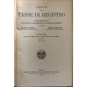 Legge sulle tasse di registro. Volume I - II - III