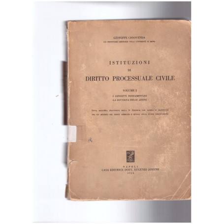 Istituzioni di diritto processuale civile Vol.I I concetti fondamentali. La dottrina delle azioni