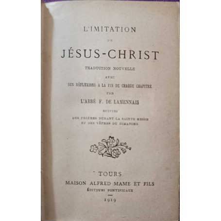 L'imitation de Jésus Christ