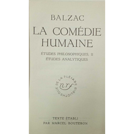 La comédie humaine (vol.X) Biblioteque La Pleiade