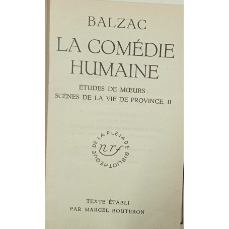 La comédie humaine (vol.IV) Biblioteque La Pleiade