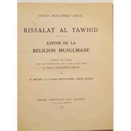 Rissalat Al Tawhid exposé de la religion musulmane