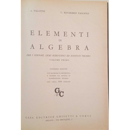 Elementi di algebra (volume primo)