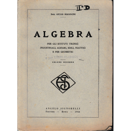 Algebra. Vol. 2°.