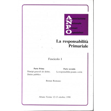 La responsabilità Primariale fasc. I.