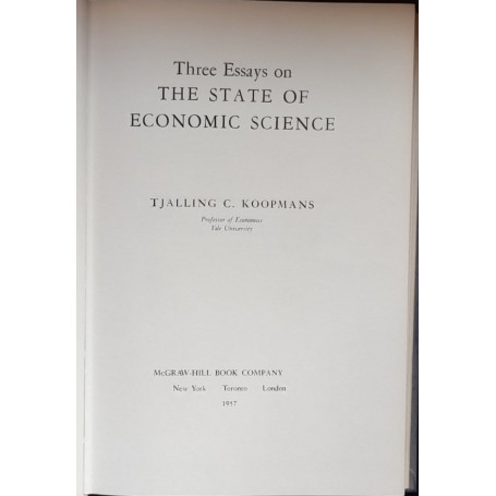 Three Essays on the state of economic science